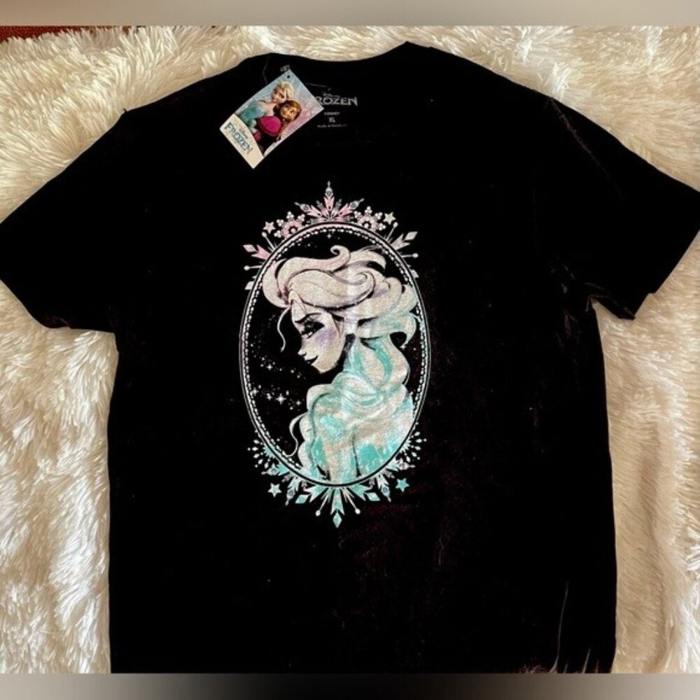 Disney Elsa Frozen T-Shirt Size XL Big Girl - NWT Black